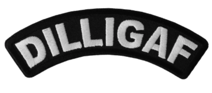 Dilligaf Black White Small Rocker Biker Patch